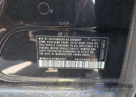 2012 Volkswagen Gti 4-Door из США, поврежденный, VIN WVWHV7AJ5CW034957